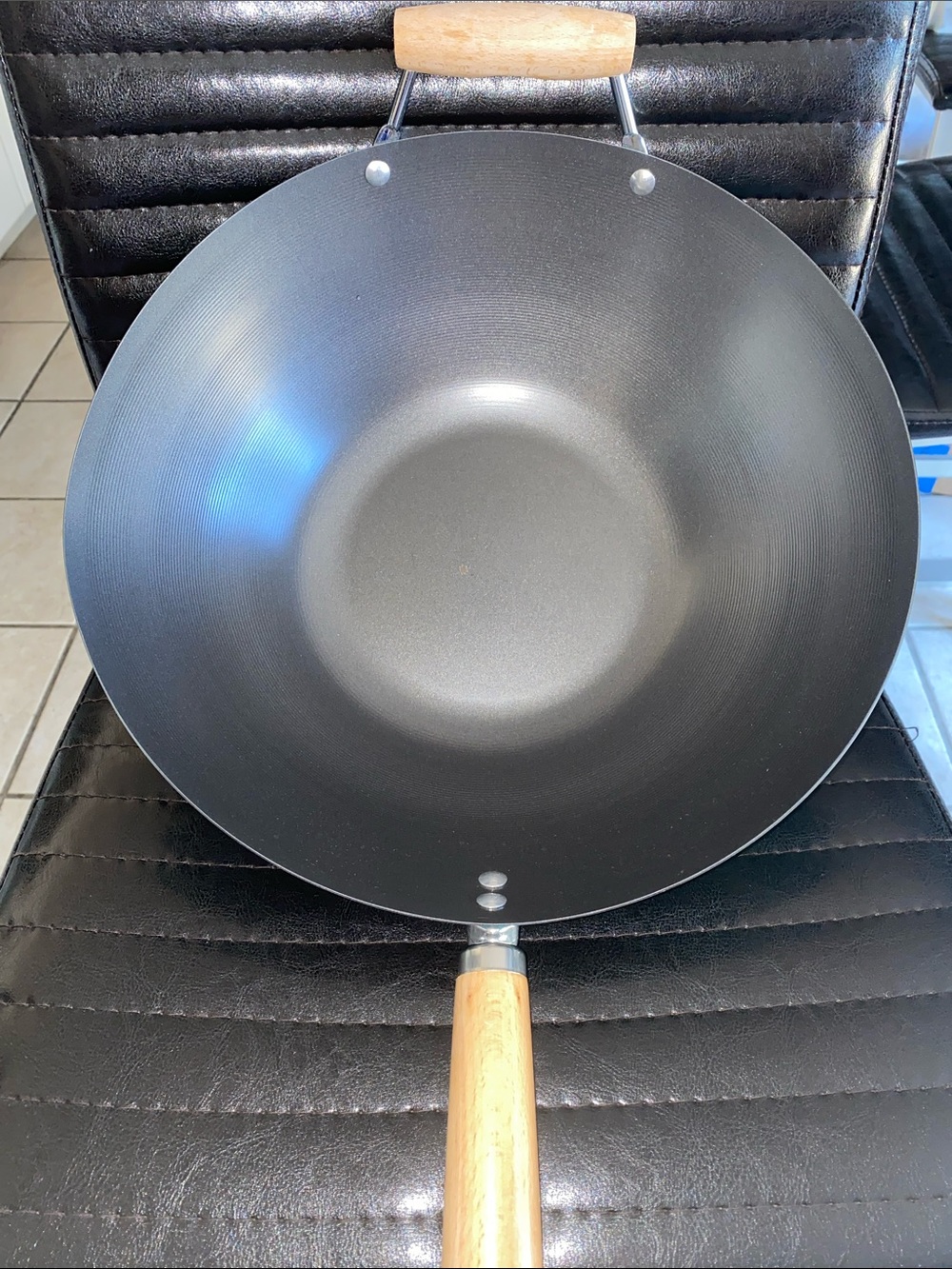 Martha Stewart Black Wok with Wood Handle